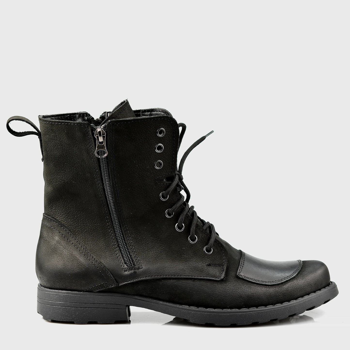 Czarne skórzane buty motocyklowe męskie – Classic | Jordan Handmade Shoes
