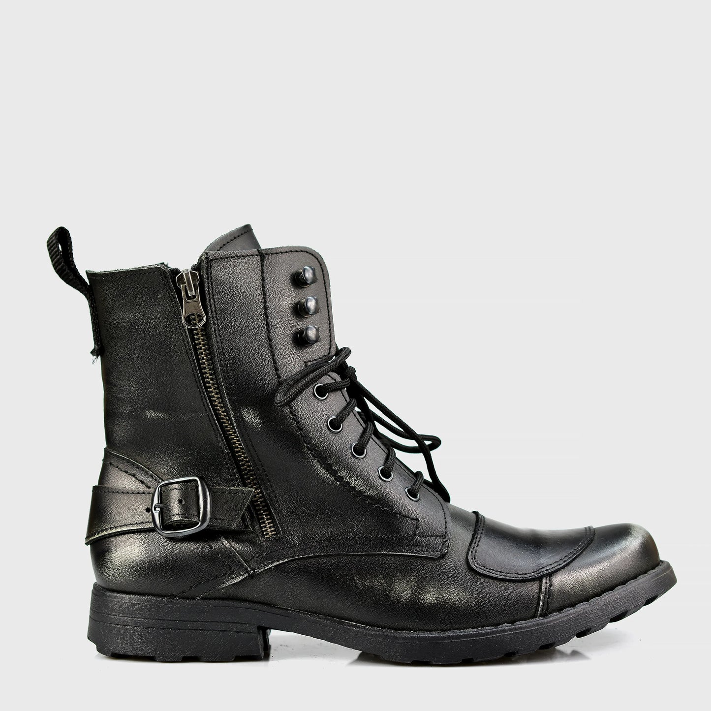 Czarne skórzane buty motocyklowe męskie – Jimy | Jordan Handmade Shoes
