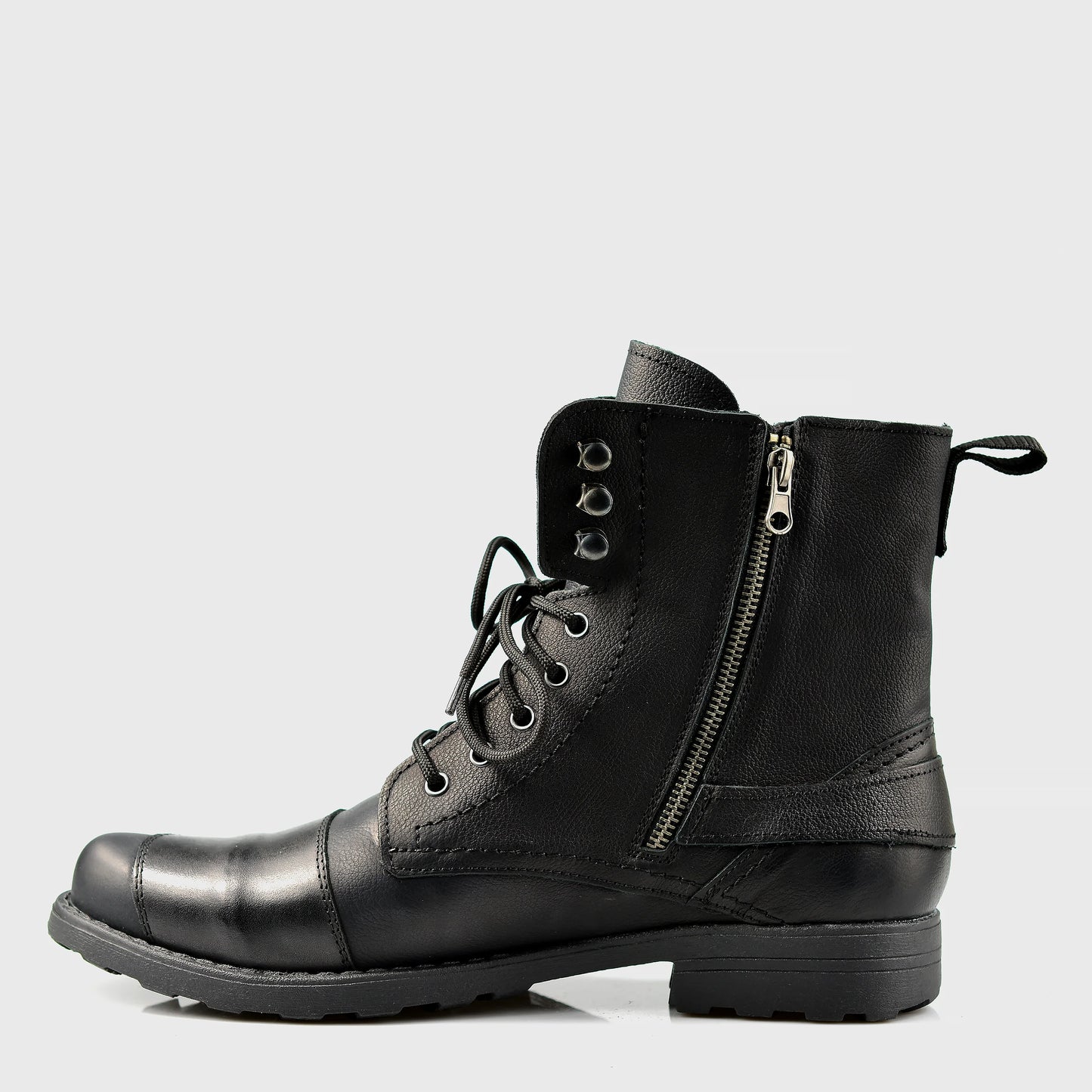 Czarne skórzane buty motocyklowe męskie – Blake | Jordan Handmade Shoes