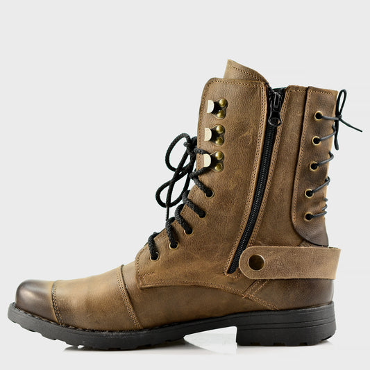 Brązowe skórzane buty motocyklowe męskie – Sonny | Jordan Handmade Shoes