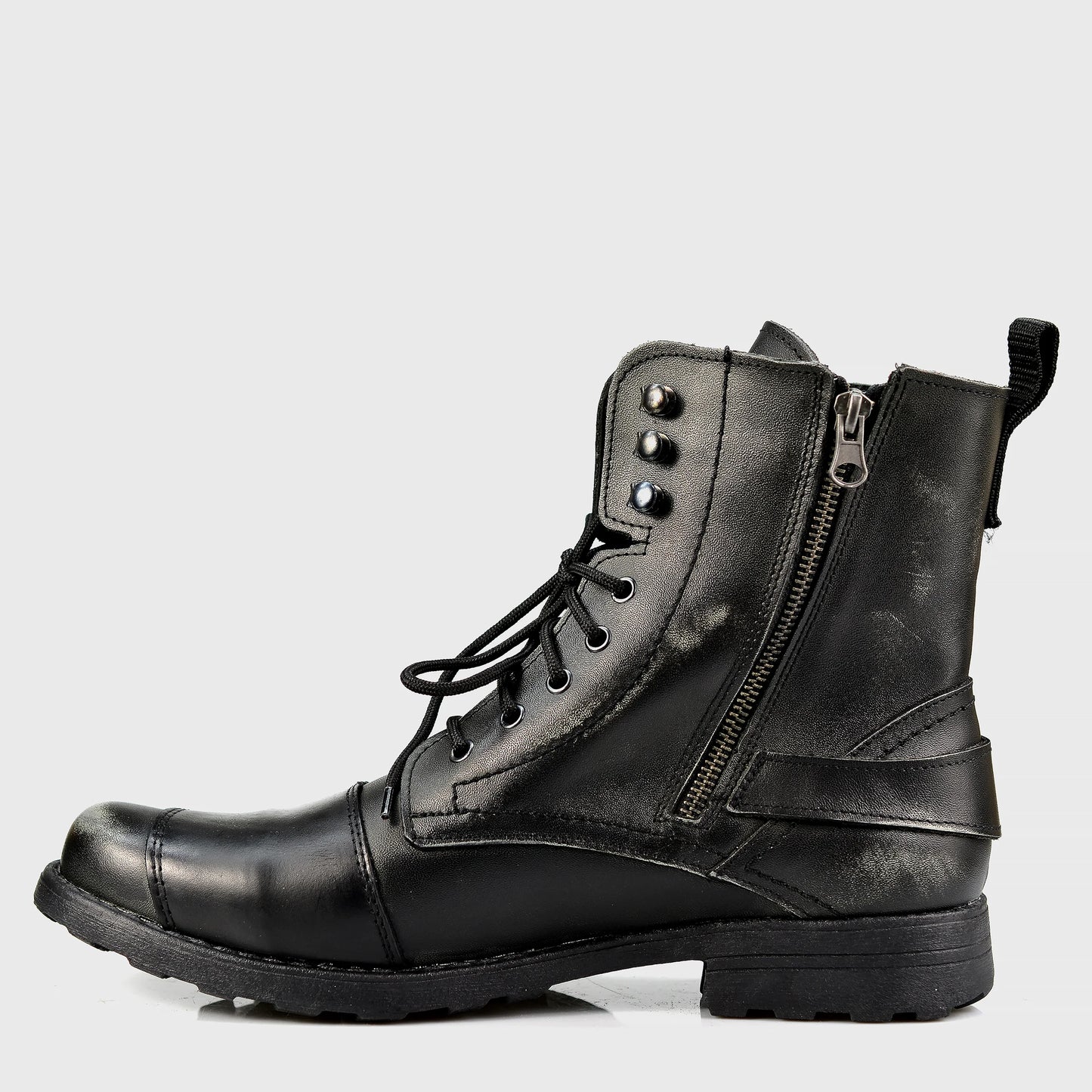 Czarne skórzane buty motocyklowe męskie – Jimy | Jordan Handmade Shoes