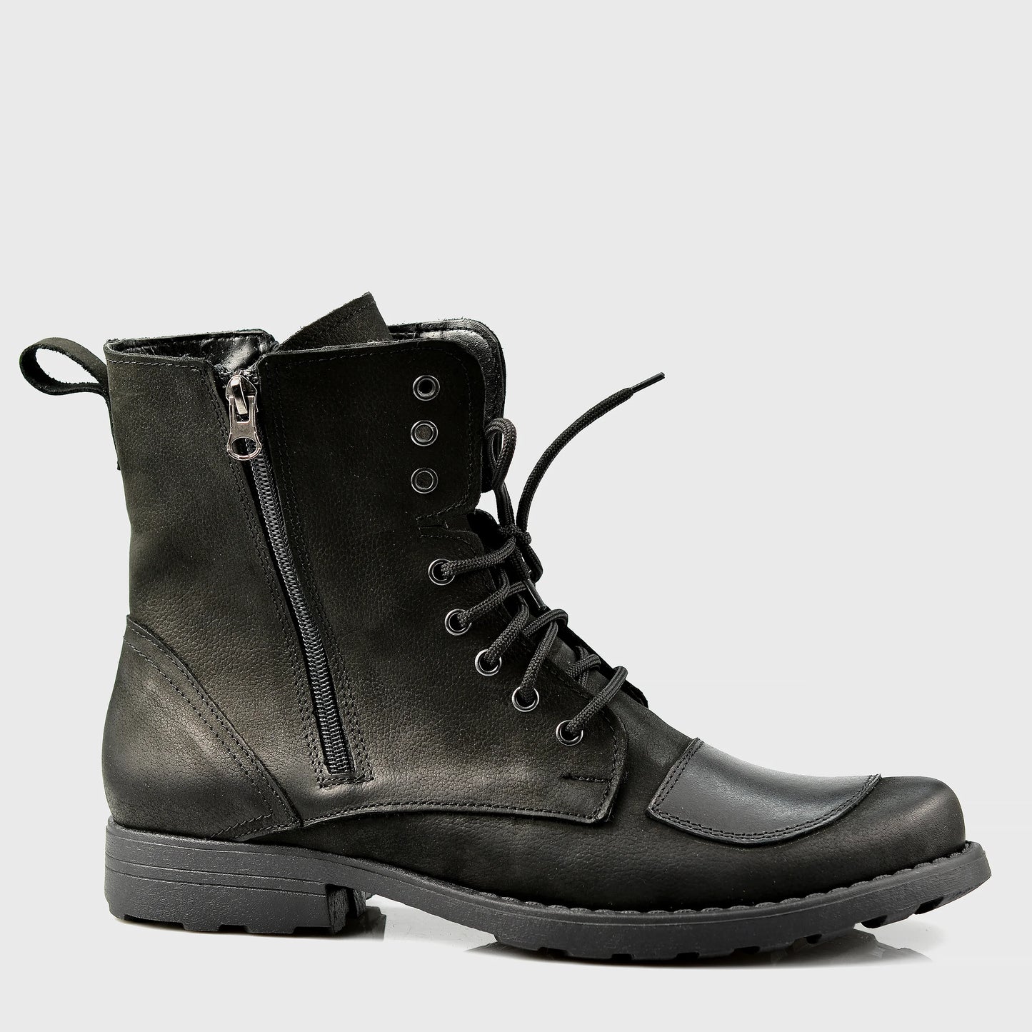 Czarne skórzane buty motocyklowe męskie – Classic | Jordan Handmade Shoes
