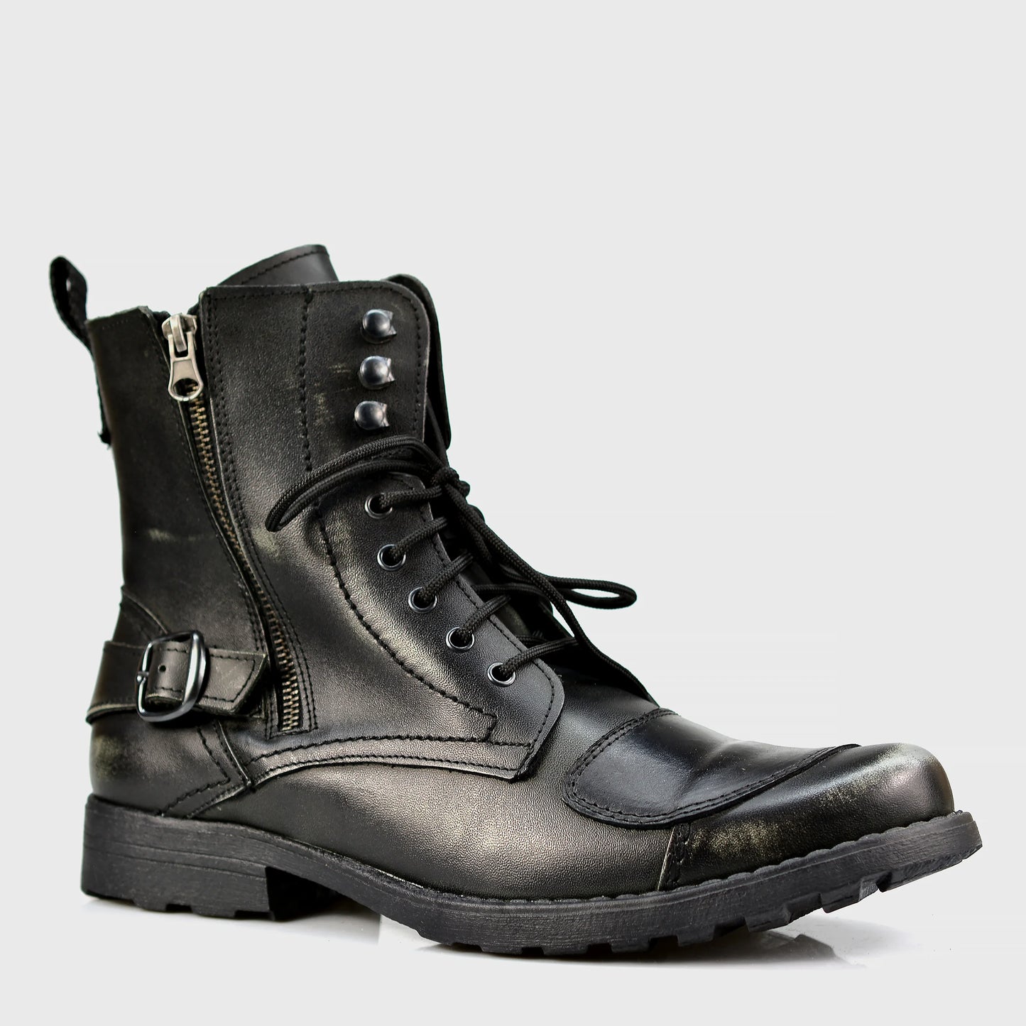 Czarne skórzane buty motocyklowe męskie – Jimy | Jordan Handmade Shoes