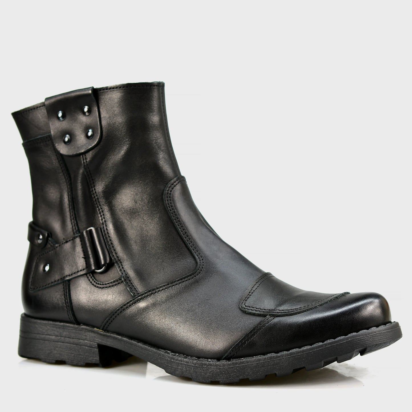 Czarne skórzane buty motocyklowe męskie – Bruce | Jordan Handmade Shoes