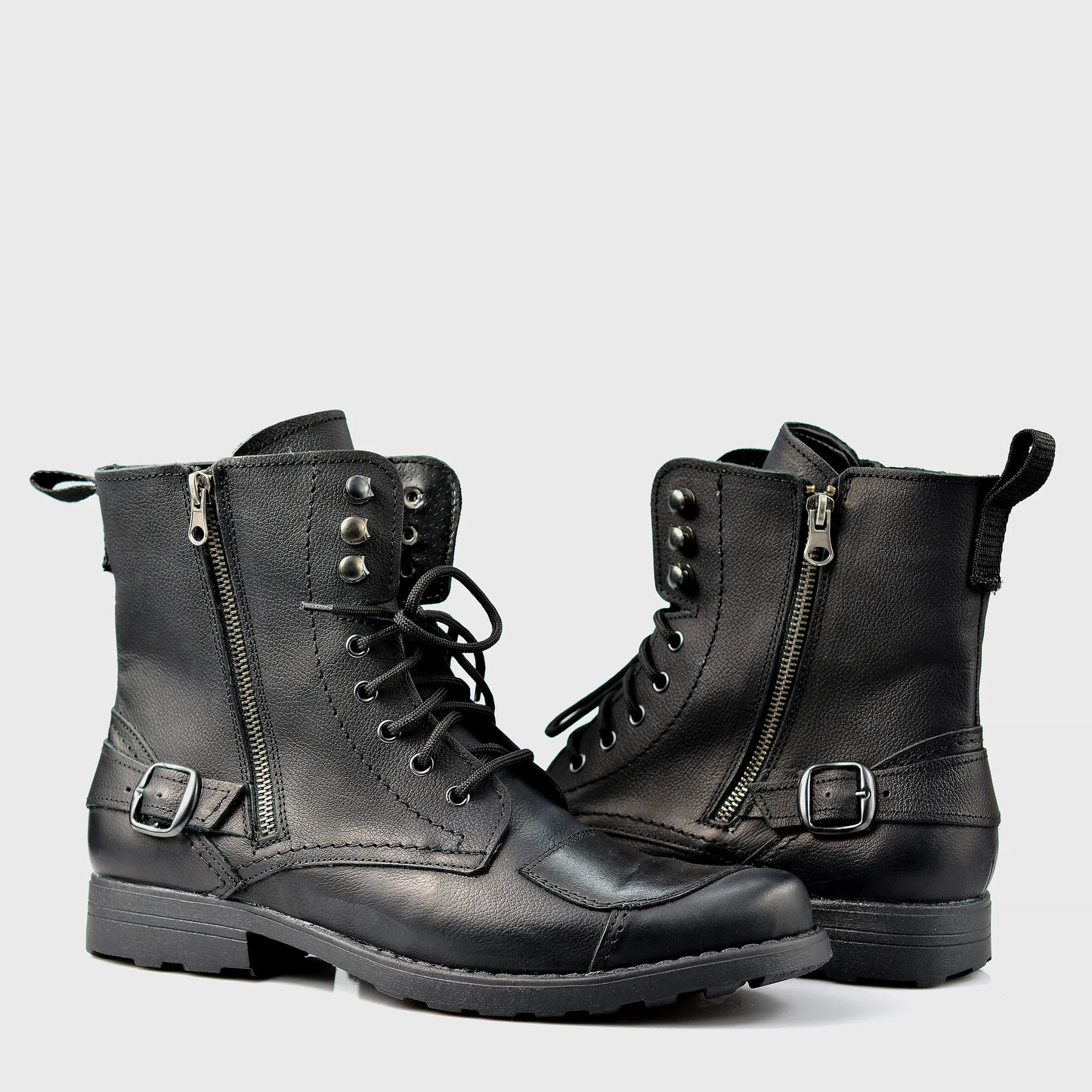 Czarne skórzane buty motocyklowe męskie – Blake | Jordan Handmade Shoes