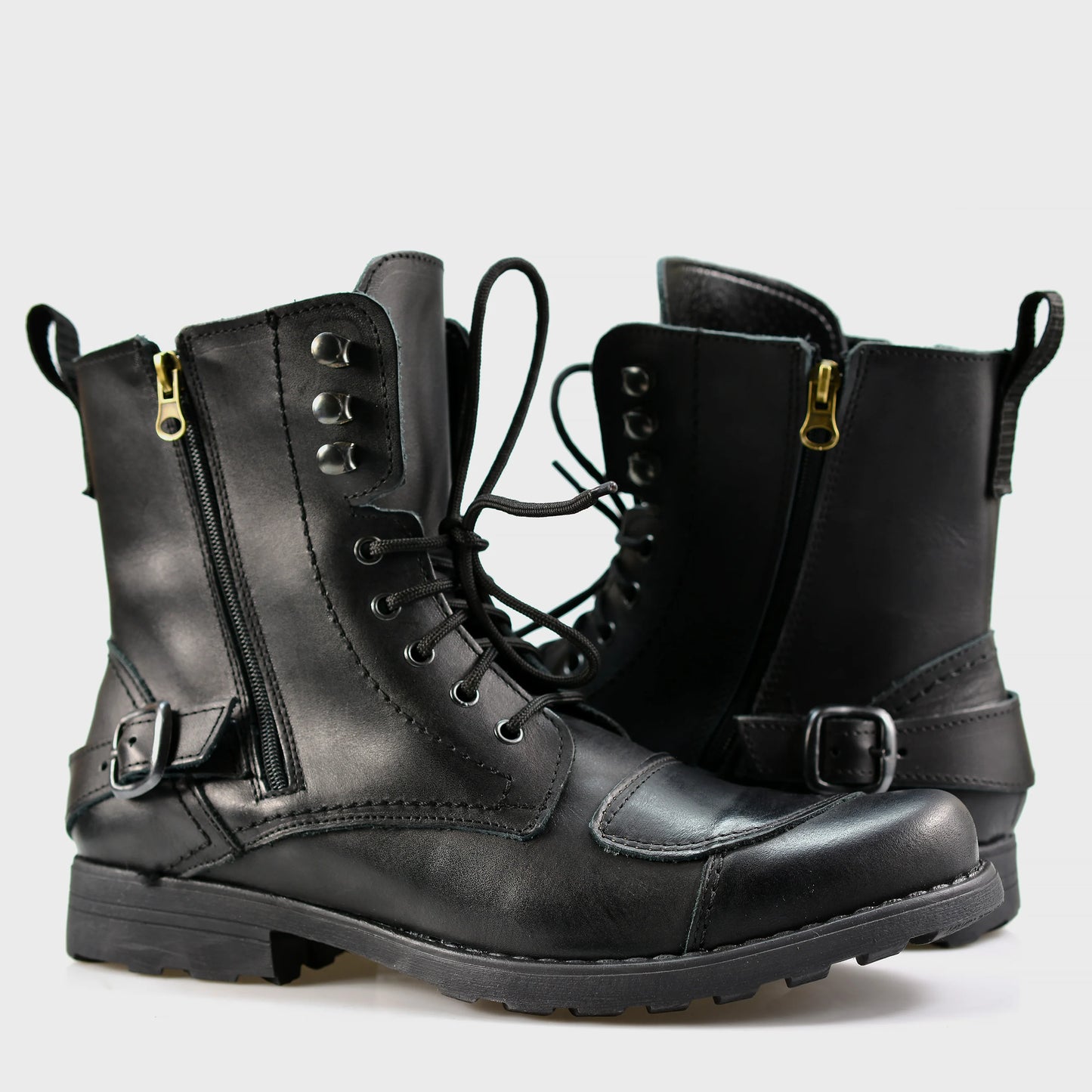 Czarne skórzane buty motocyklowe męskie – Ryan | Jordan Handmade Shoes