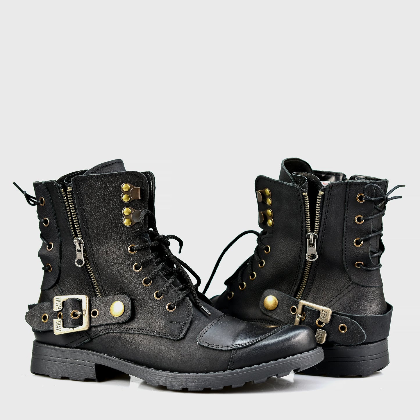 Czarne skórzane buty motocyklowe męskie – Chad | Jordan Handmade Shoes