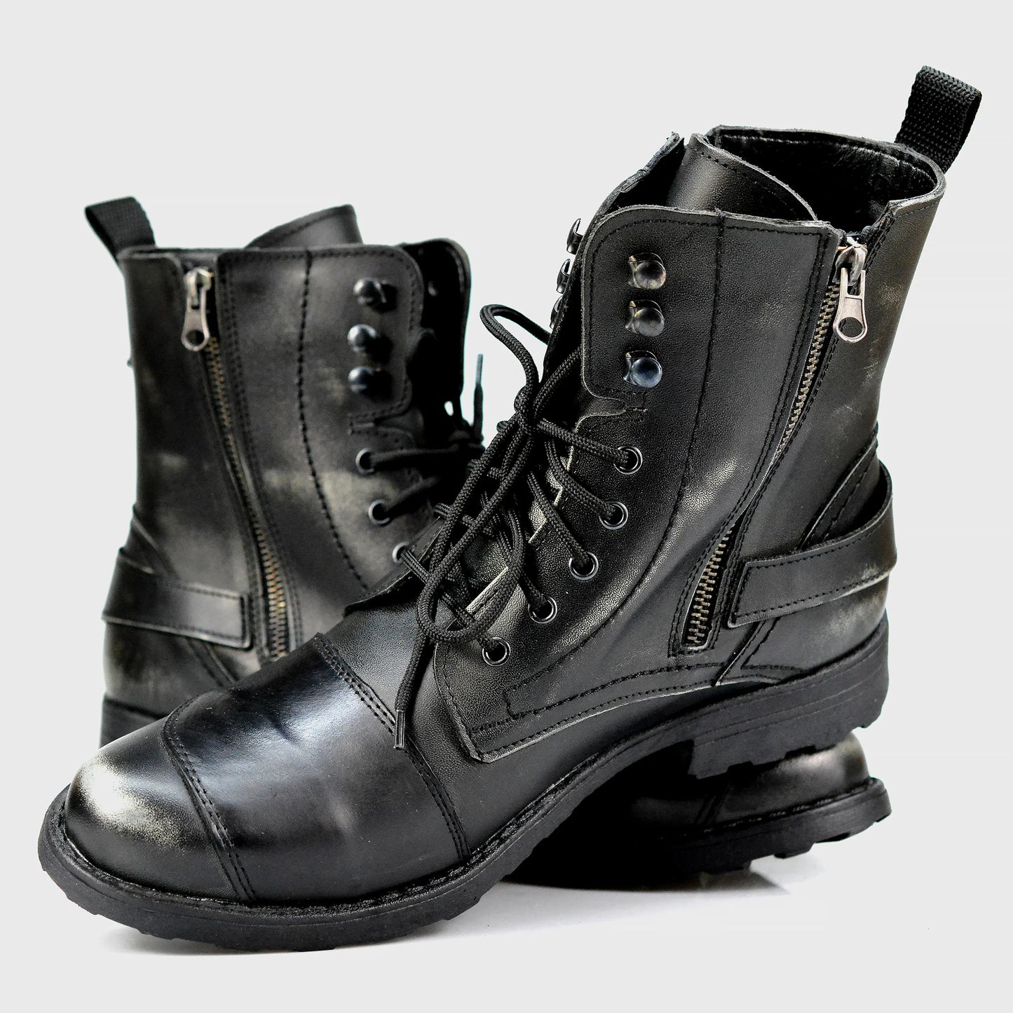 Czarne skórzane buty motocyklowe męskie – Jimy | Jordan Handmade Shoes