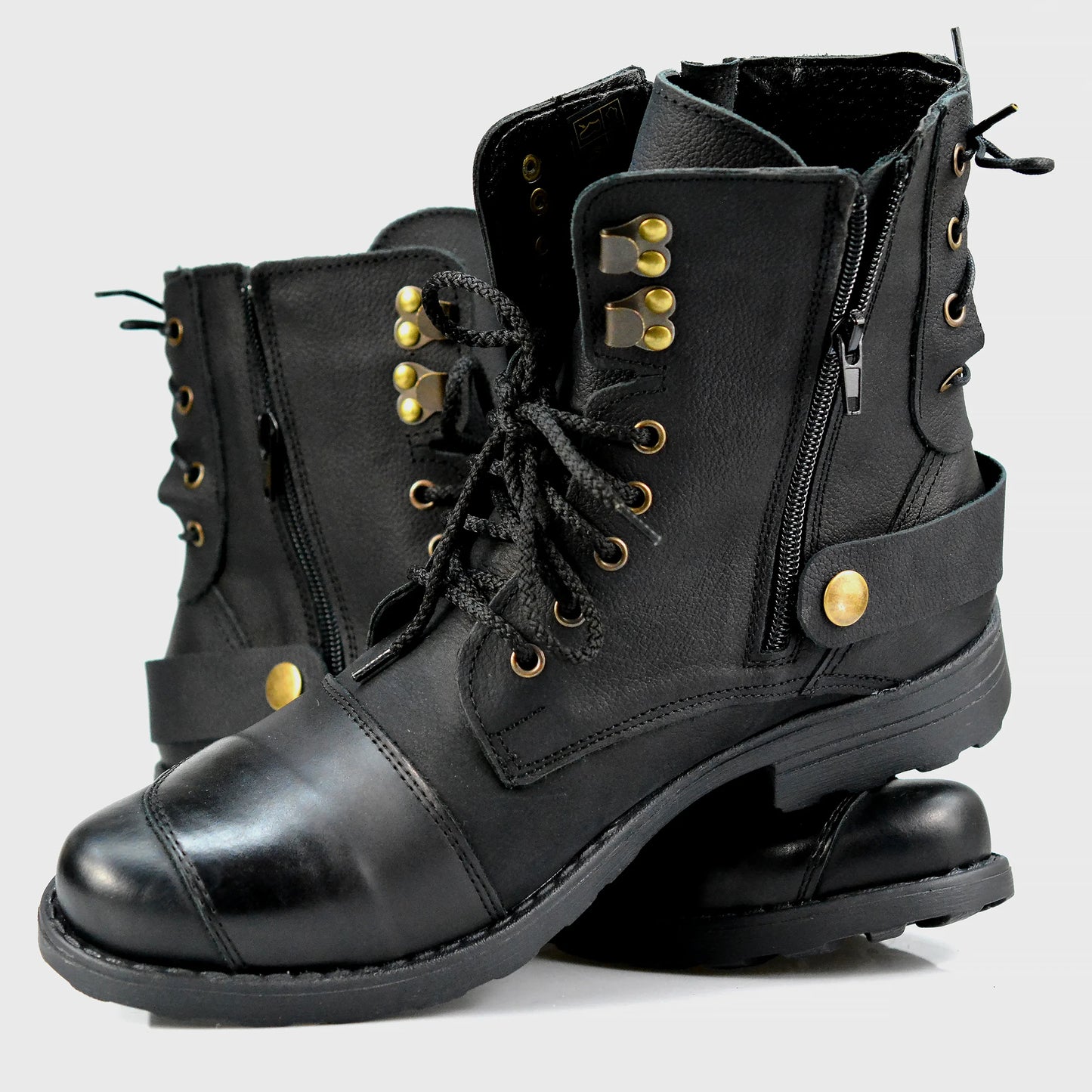 Czarne skórzane buty motocyklowe męskie – Chad | Jordan Handmade Shoes