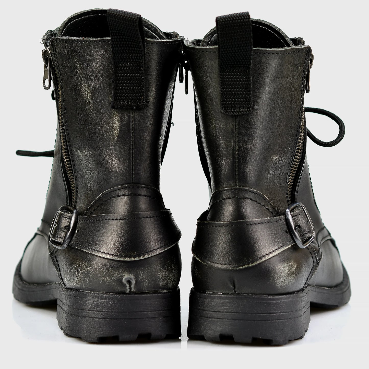 Czarne skórzane buty motocyklowe męskie – Jimy | Jordan Handmade Shoes