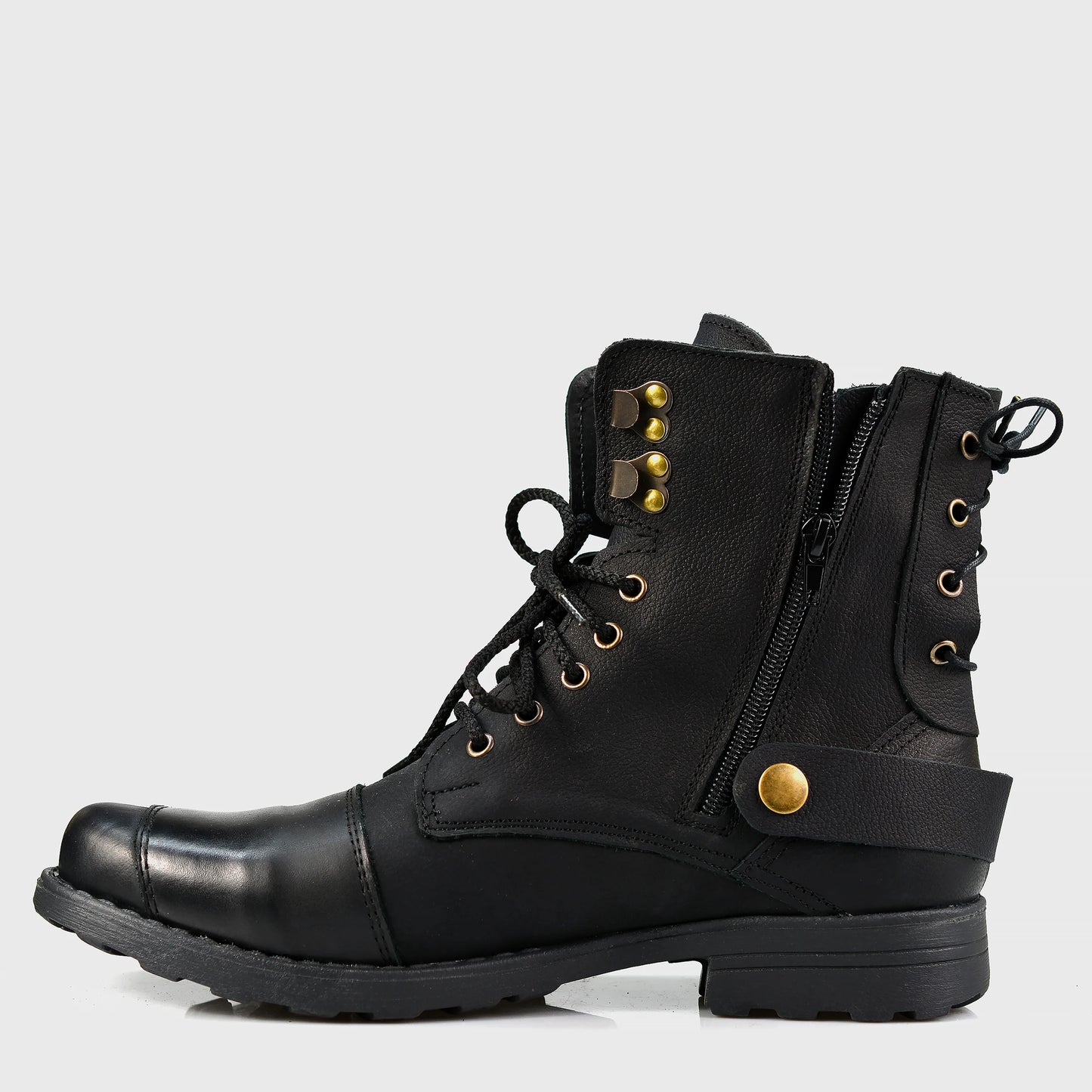 Czarne skórzane buty motocyklowe męskie – Chad | Jordan Handmade Shoes