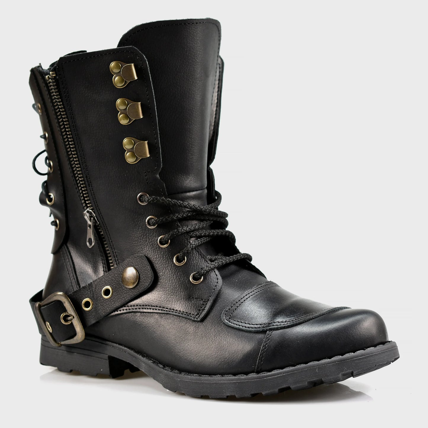 Czarne skórzane buty motocyklowe męskie – Sonny | Jordan Handmade Shoes