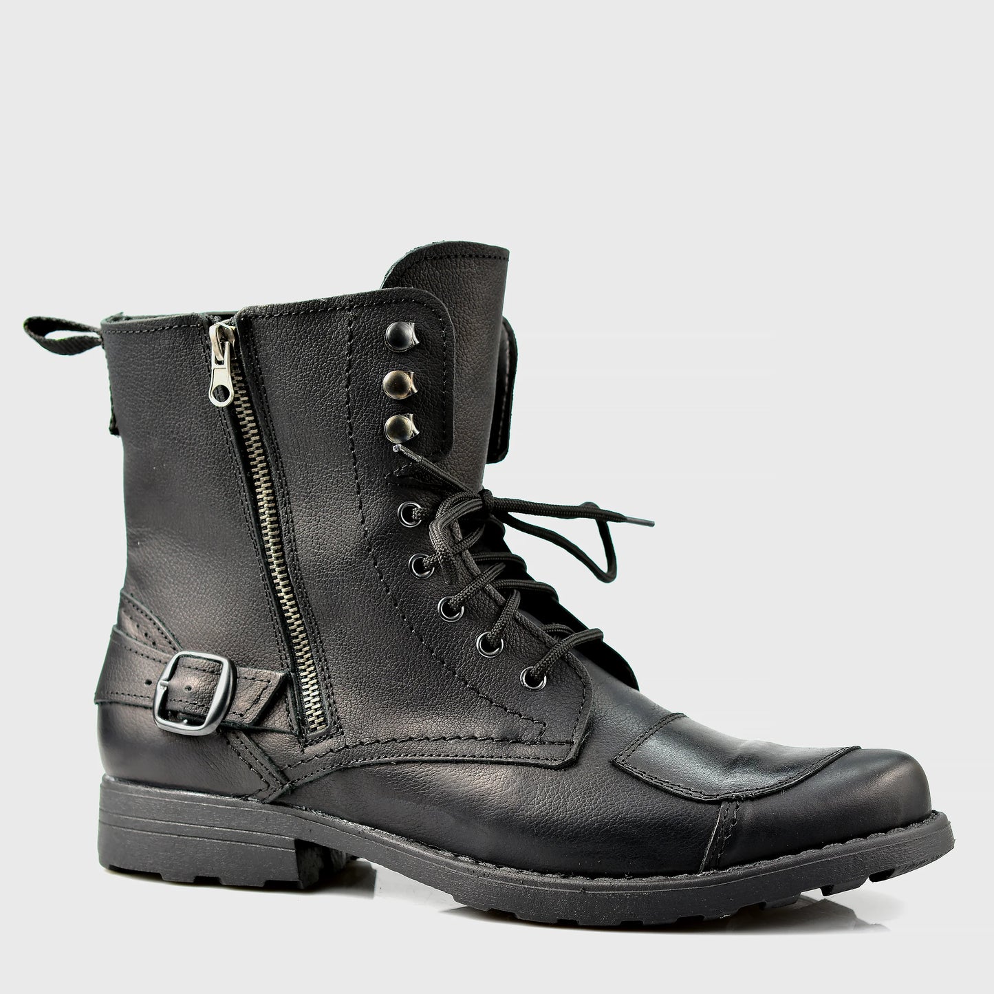 Czarne skórzane buty motocyklowe męskie – Blake | Jordan Handmade Shoes