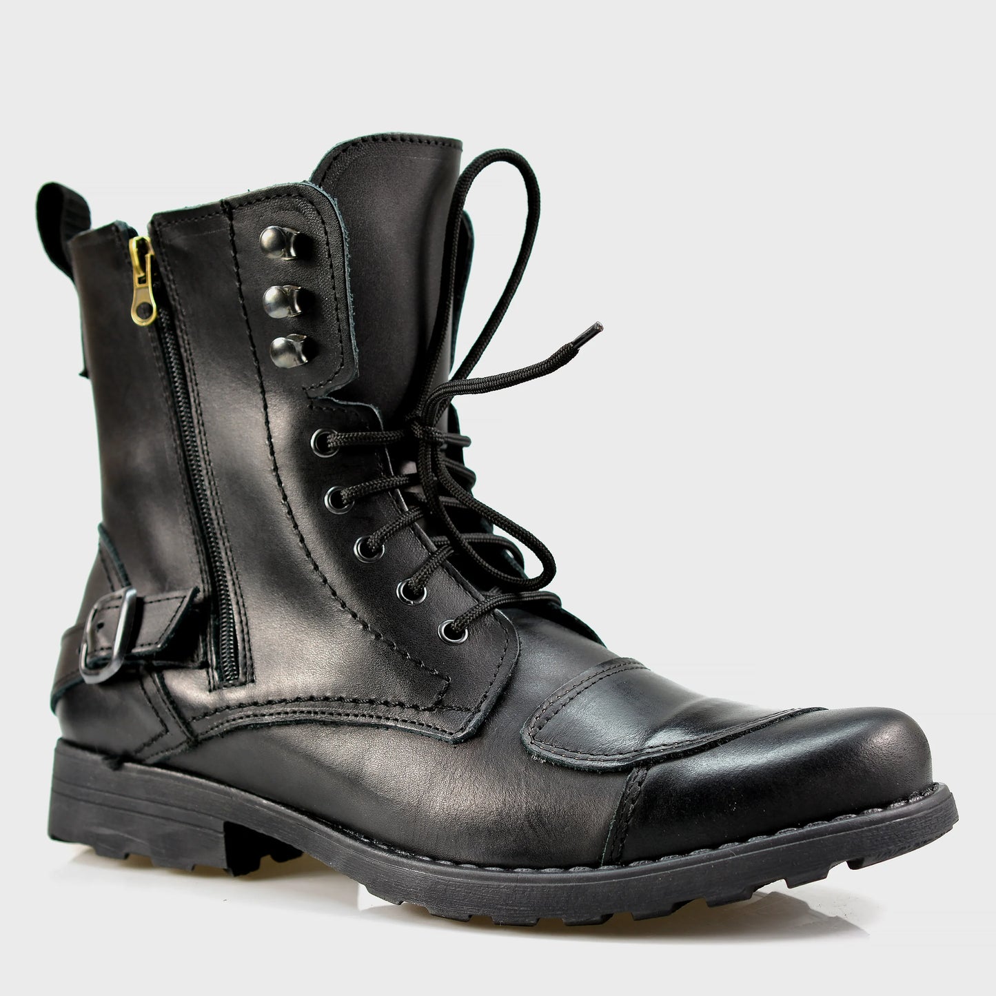 Czarne skórzane buty motocyklowe męskie – Ryan | Jordan Handmade Shoes