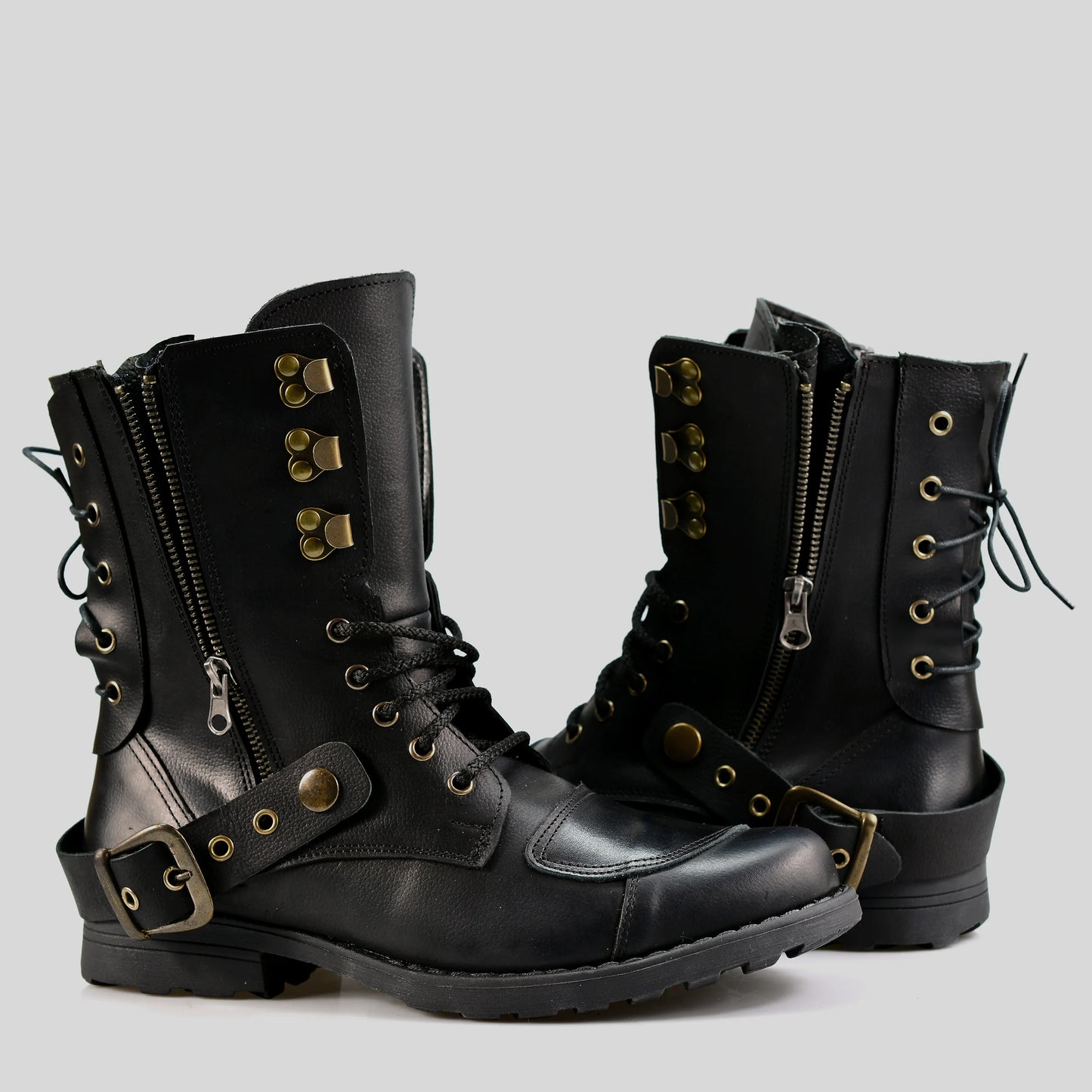 Czarne skórzane buty motocyklowe męskie – Sonny | Jordan Handmade Shoes
