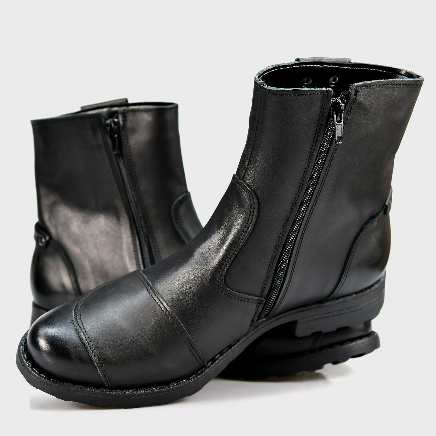 Czarne skórzane buty motocyklowe męskie – Bruce | Jordan Handmade Shoes