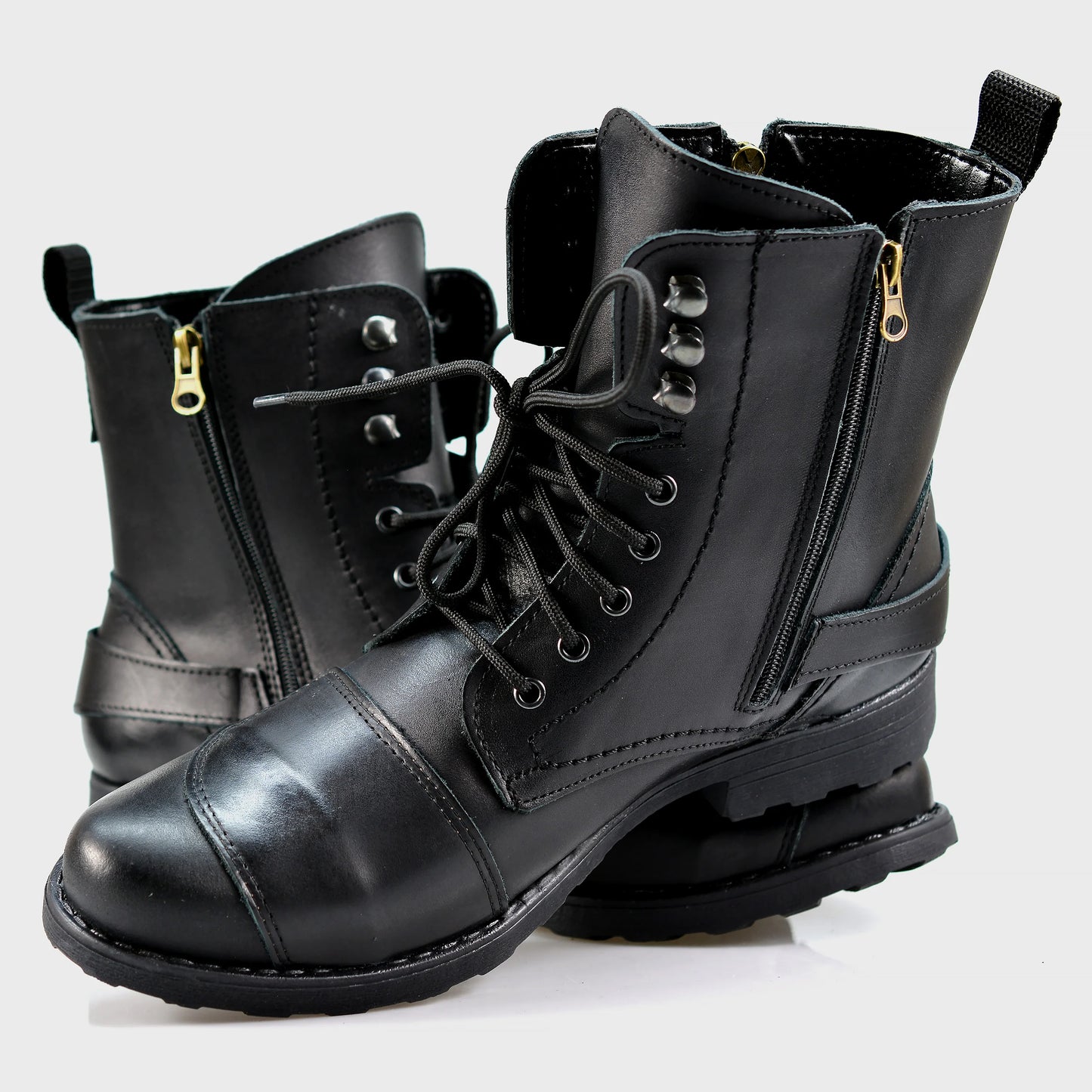Czarne skórzane buty motocyklowe męskie – Ryan | Jordan Handmade Shoes