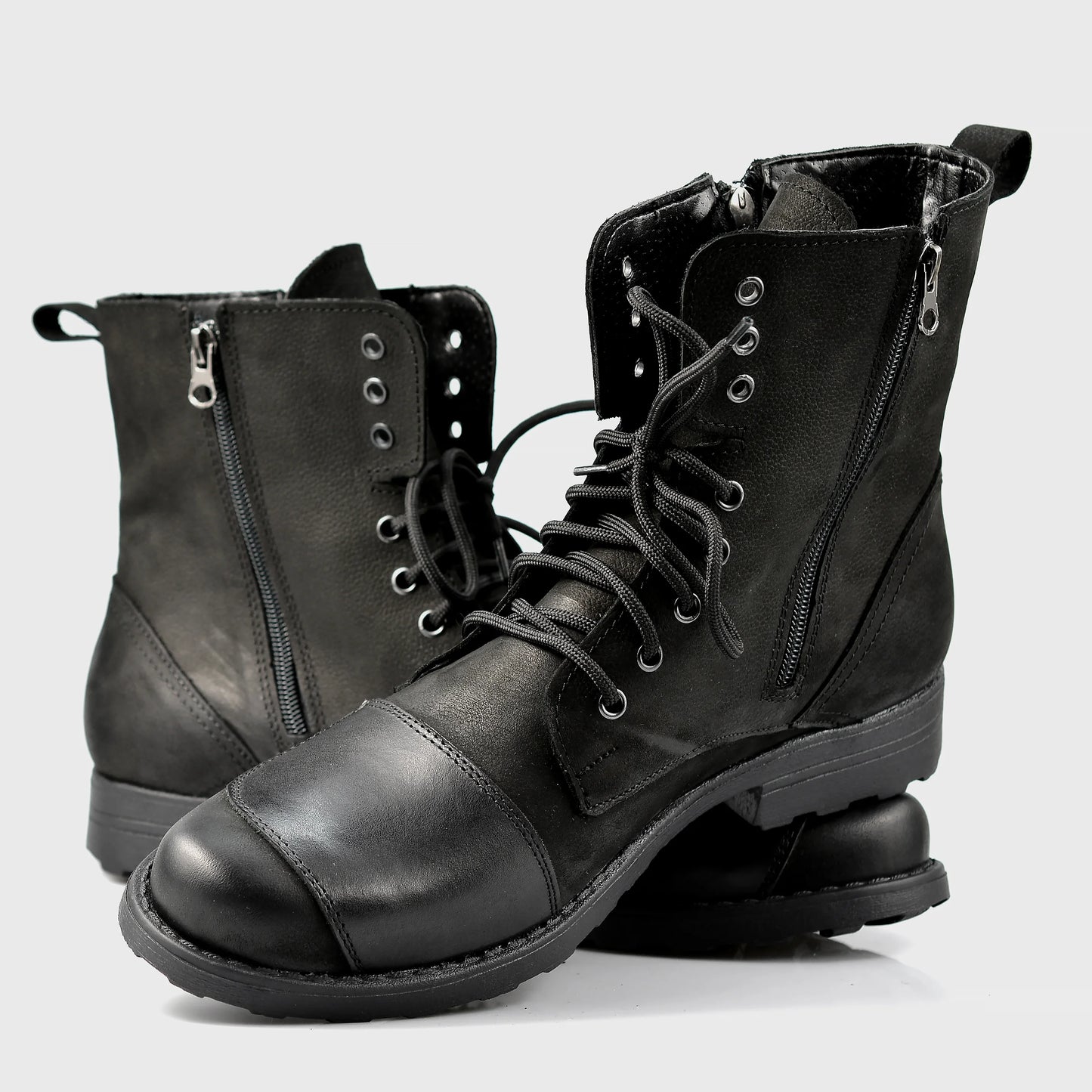 Czarne skórzane buty motocyklowe męskie – Classic | Jordan Handmade Shoes