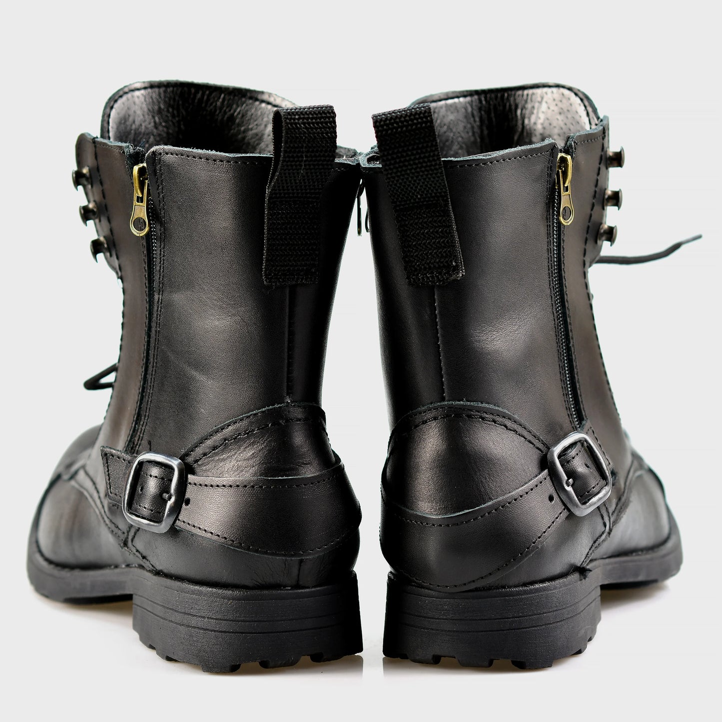 Czarne skórzane buty motocyklowe męskie – Ryan | Jordan Handmade Shoes