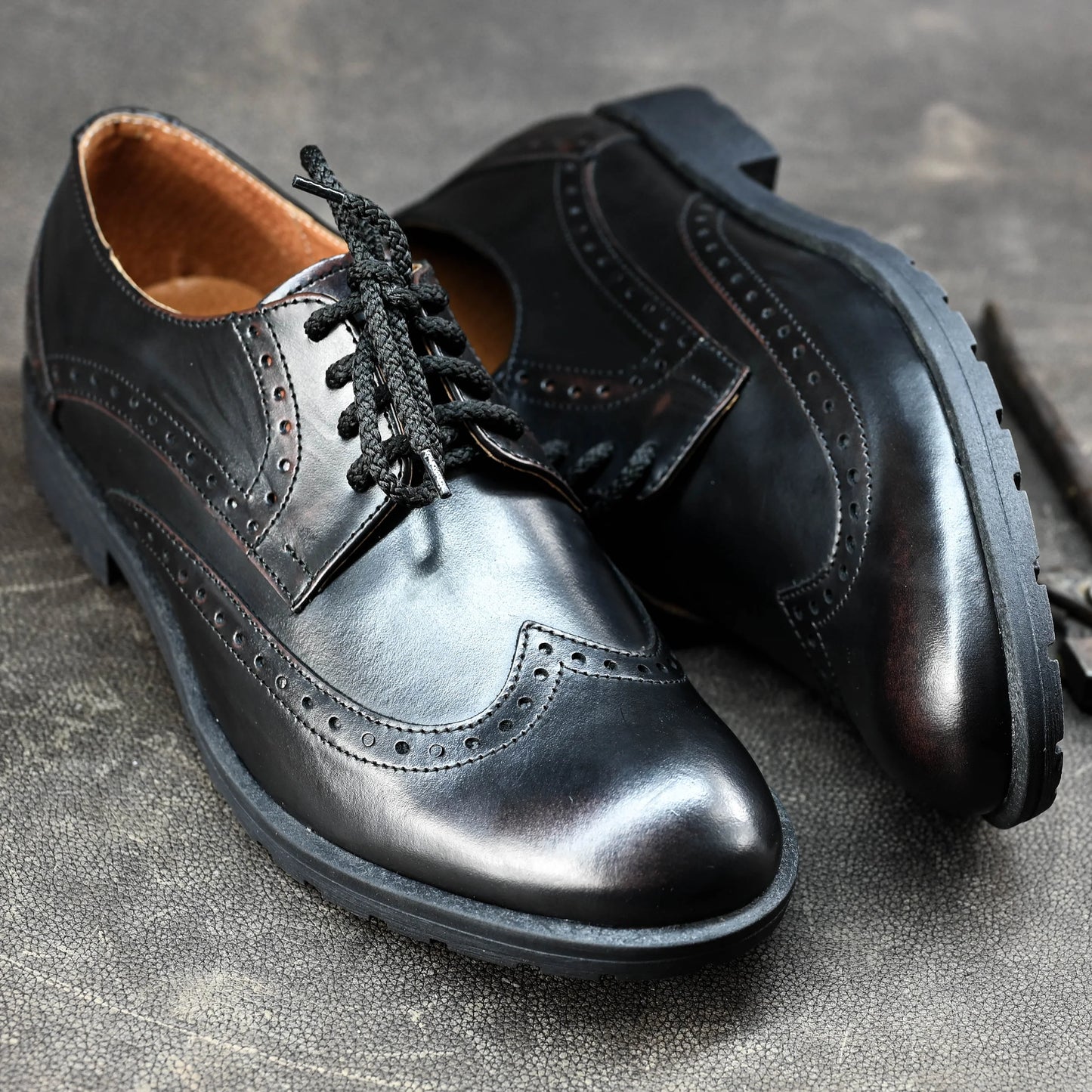 Czarne skórzane brogsy męskie – Oxford Ridge | Jordan Handmade Shoes